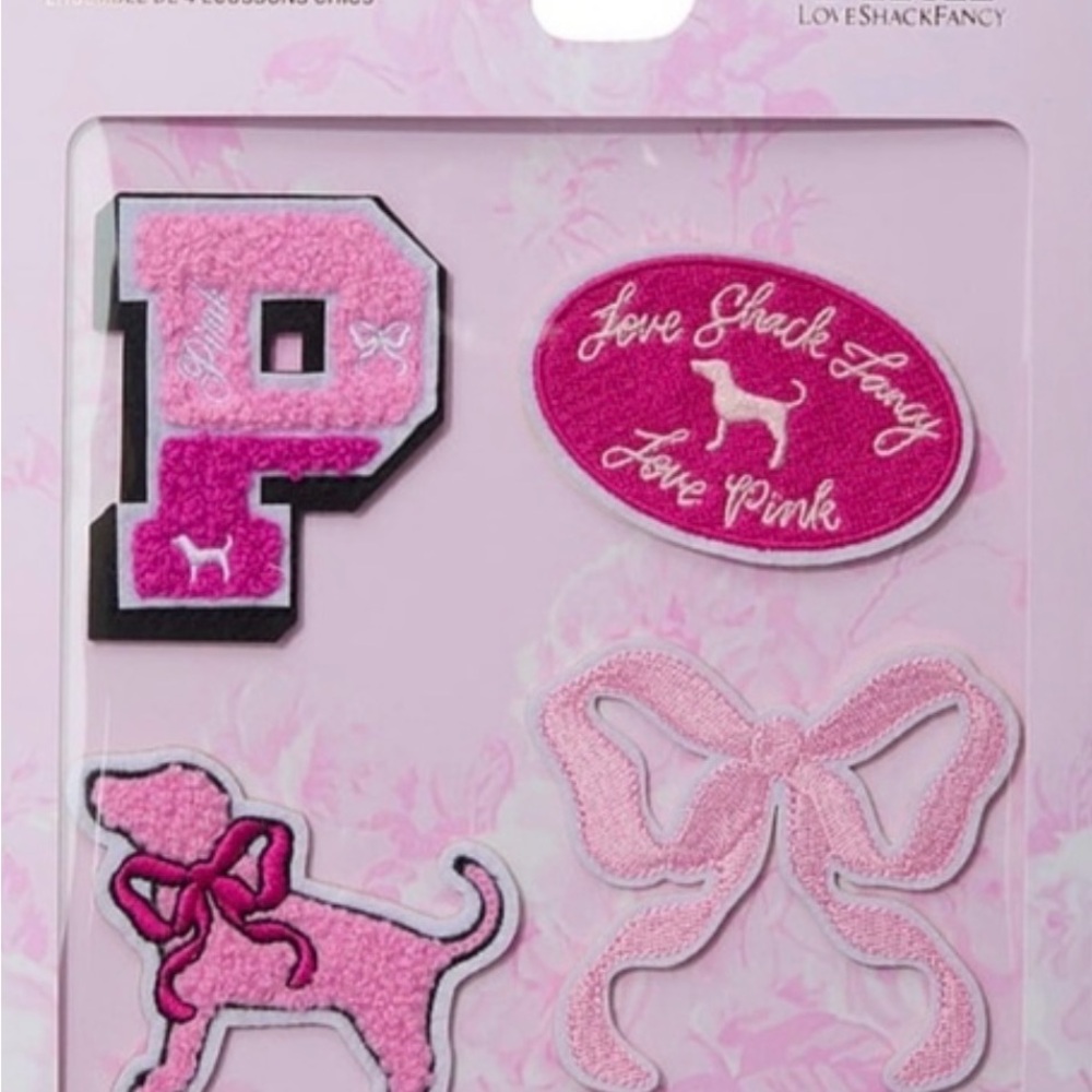 NWT PINK X LOVESHACKFANCY  Pink Patch Set OF 4